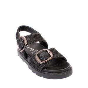 PHIL GATIÈR by REPO 64289 Black Leather Slingbacks Platform Sandals